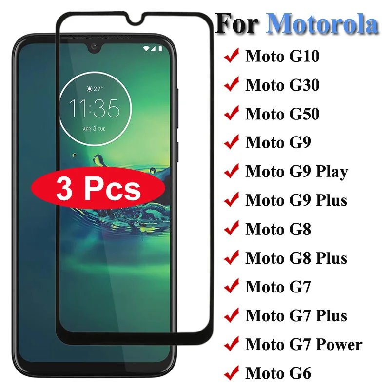 

3 Pcs Protective Glass For Motorola moto G50 G30 G10 G60 G20 G100 Screen Protector For Moto G7 G8 Play G9 Power G8 G6 Plus G7+