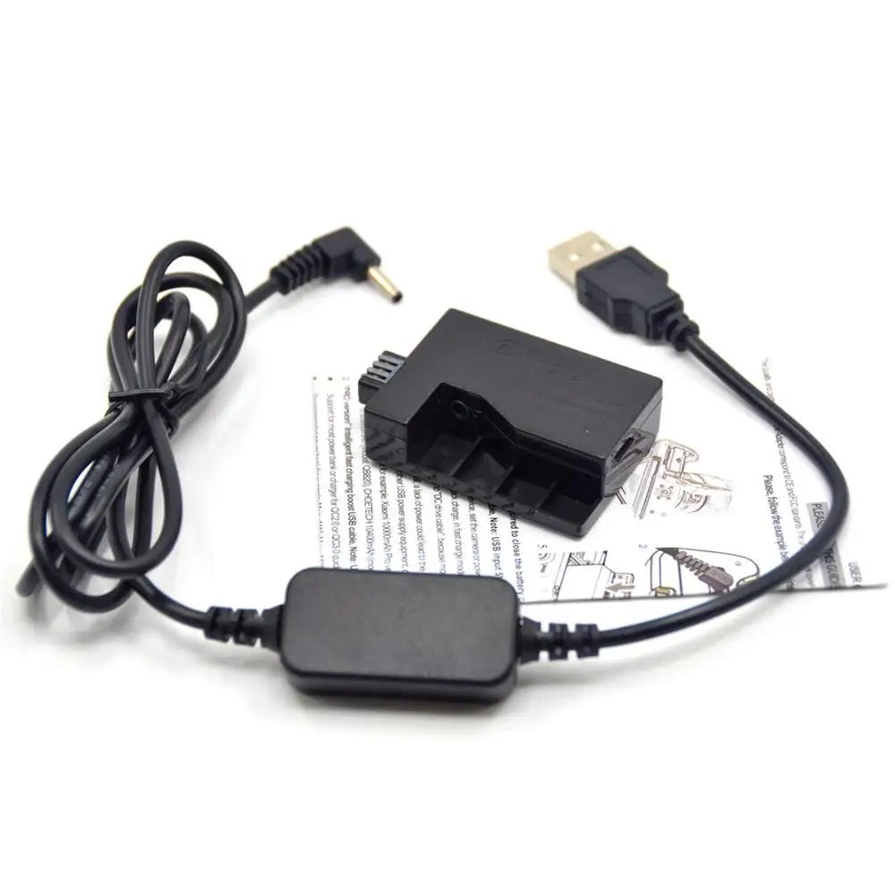 Power Bank 5V USB Cable Adapter + LP-E5 LPE5 dummy battery DR-E5 DC Coupler for Canon EOS 450D 500D 1000D XS XSi T1i