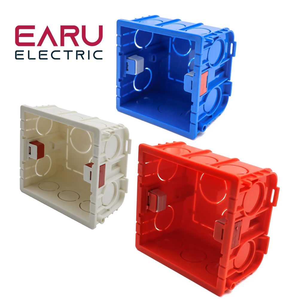 Adjustable Mounting Box Cassette Switch for 86 Type PVC Junction Box Hidden Concealed Internal Wall Socket White Red Blue Color