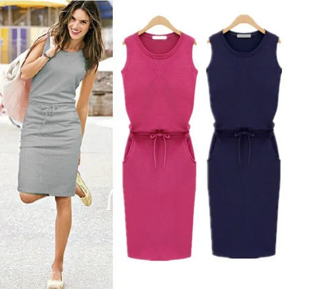 

The new 2021 women's summer dress with cultivate one's morality dress is pure color condole belt vest one pace