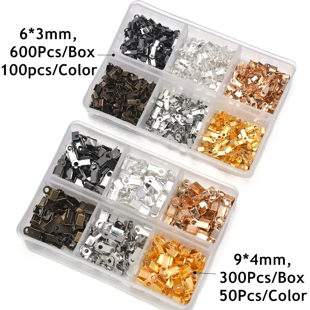 Fold Over Cord End Cord Crimp End Tips Fold-Over End Caps Leather Ribbon Ending Clasp Tips Jewelry Connector for Jewelry Making