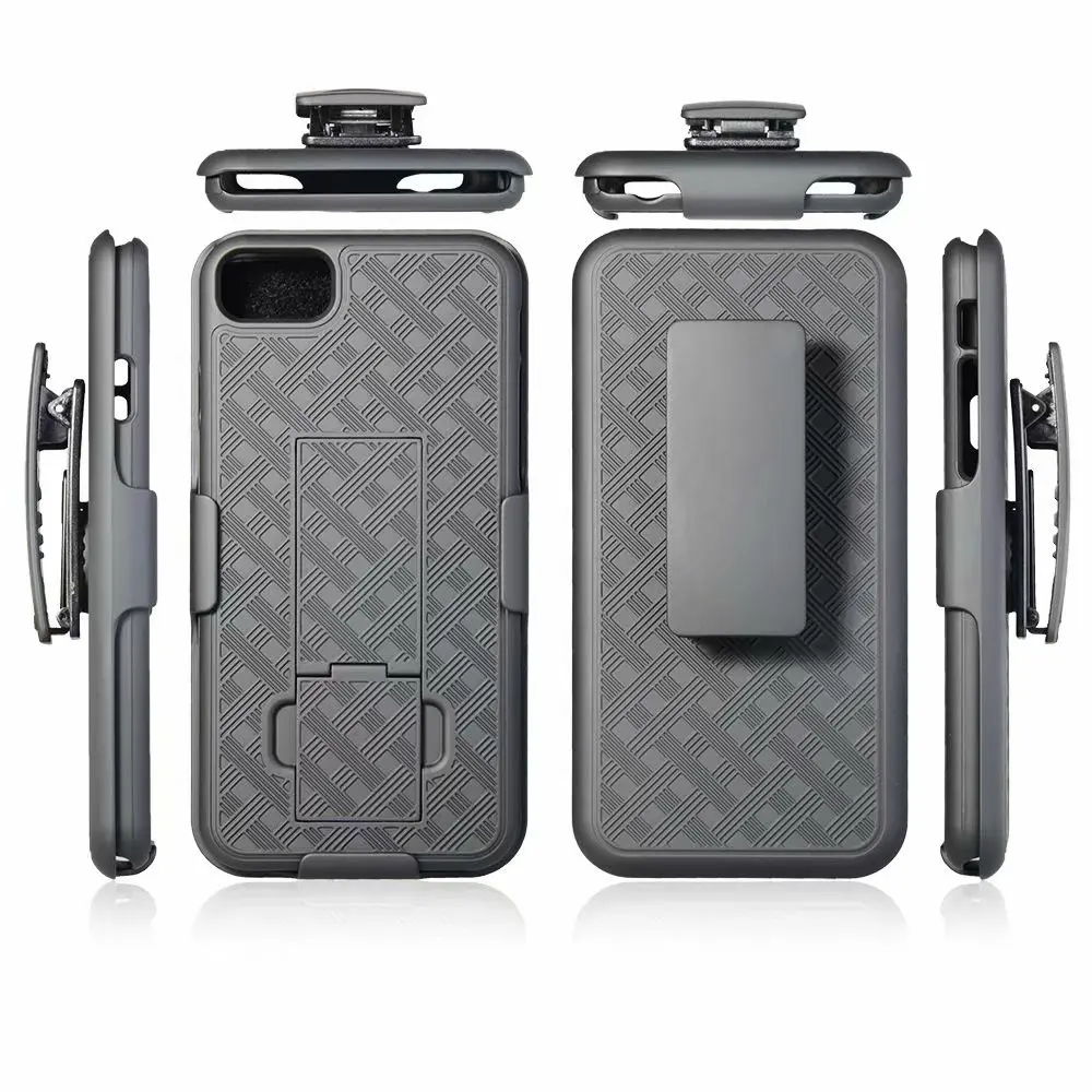 Woven 2 in 1 Hybrid Hard Shell Holster Combo Case With Kickstand & Belt Clip For NEW iPhone SE 2020 2022 SE2 SE3
