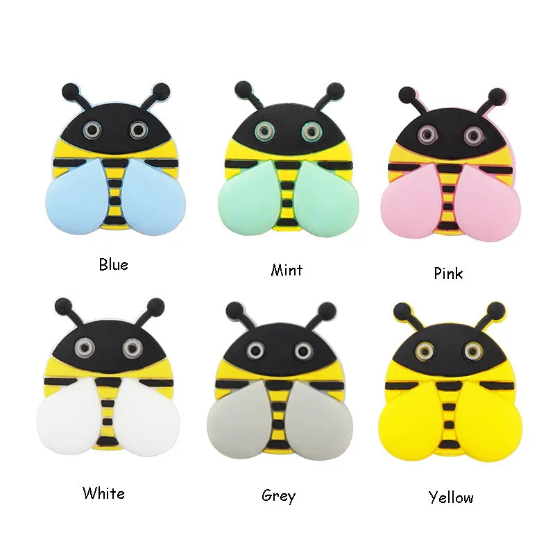 Chenkai 50PCS Silicone Bee Beads Baby Nursing Pacifier BPA Free DIY   Soothing Pendant Bracelet Necklace Toy Accessories