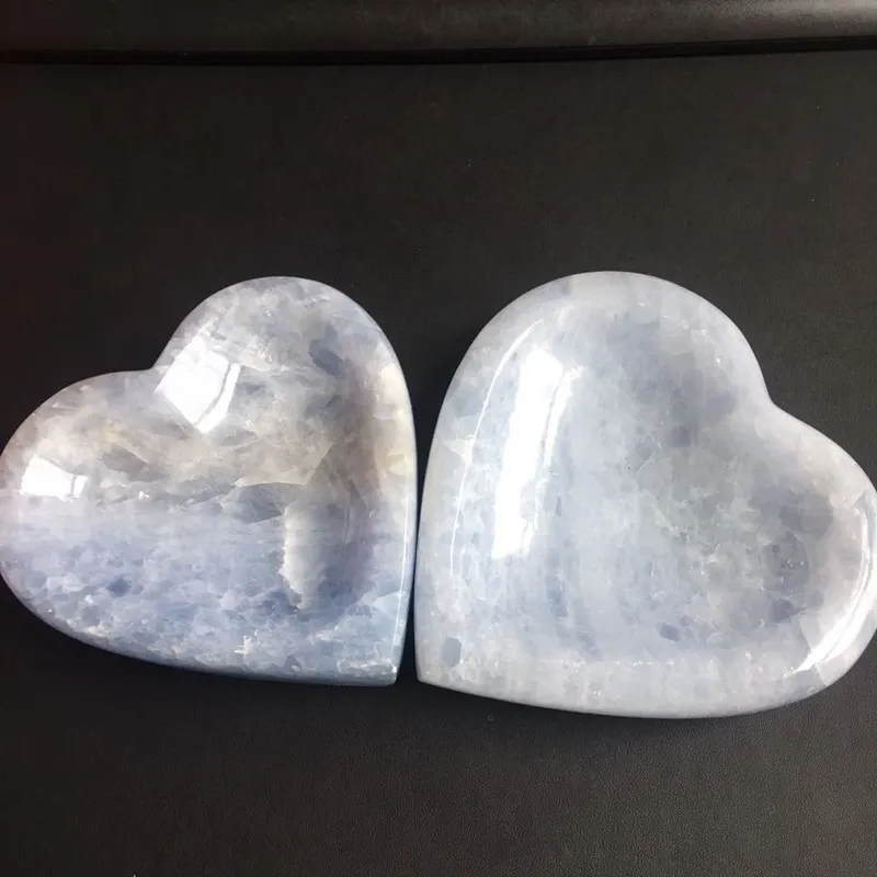 Celestite heart bowl natural stone quartz mineral crystals reiki feng shui modern home decoration