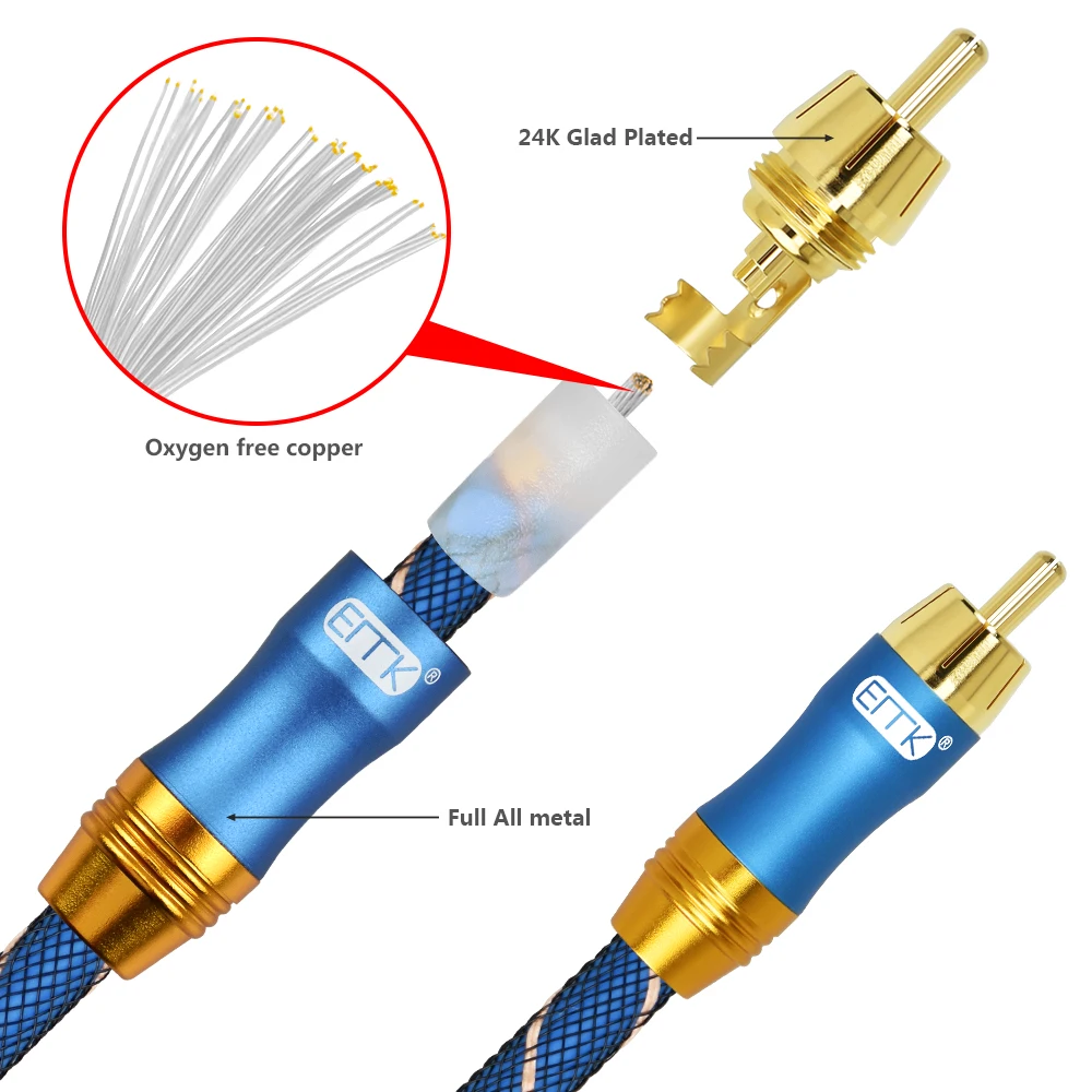 Kabel EMK Subwoofer cyfrowy kabel koncentryczny kabel RCA z męskiego na męskie radio HiFi kabel Audio RCA dla głośnik wzmacniacz TV