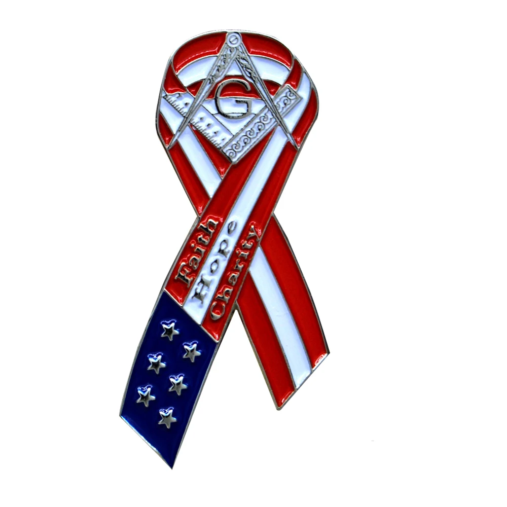 Masonic Lapel Pins Freemasonry Badge Mason Freemason BLM62 ribbon USA Flag American star spangled banner men\'s business1.8*3.9cm