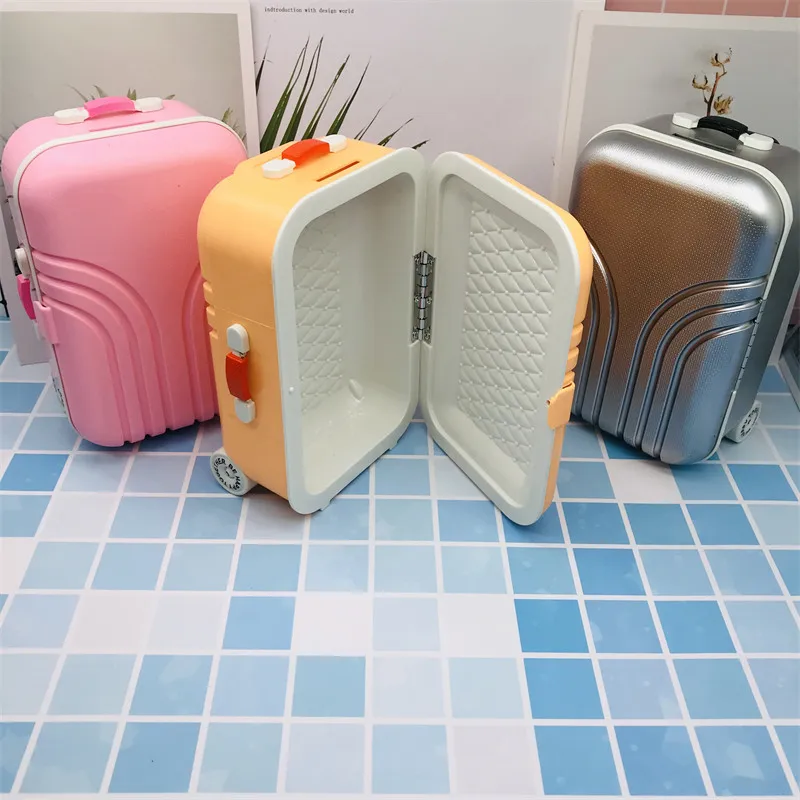 Three-color fashion suitcase 20cm plush doll Accessories Can be loaded with clothes cosmetic 20CM Cotton stuffed doll Toy