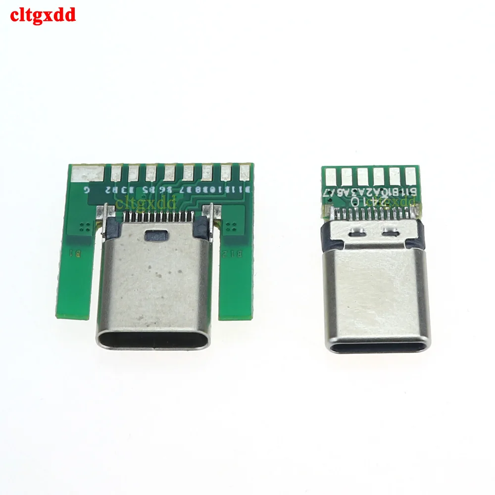 CLTGXXD 1 Piece USB 3.1 Type C Male Plug Female Socket 24-Pin Connector with PCB Board Test Module SMT Type