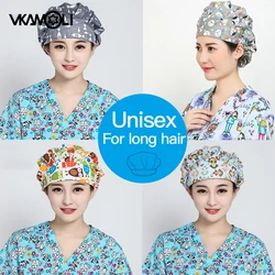 Unisex Cotton scrubs hat laboratory pet shop Scrub Cap For long hair nurses hats for women medical accessories