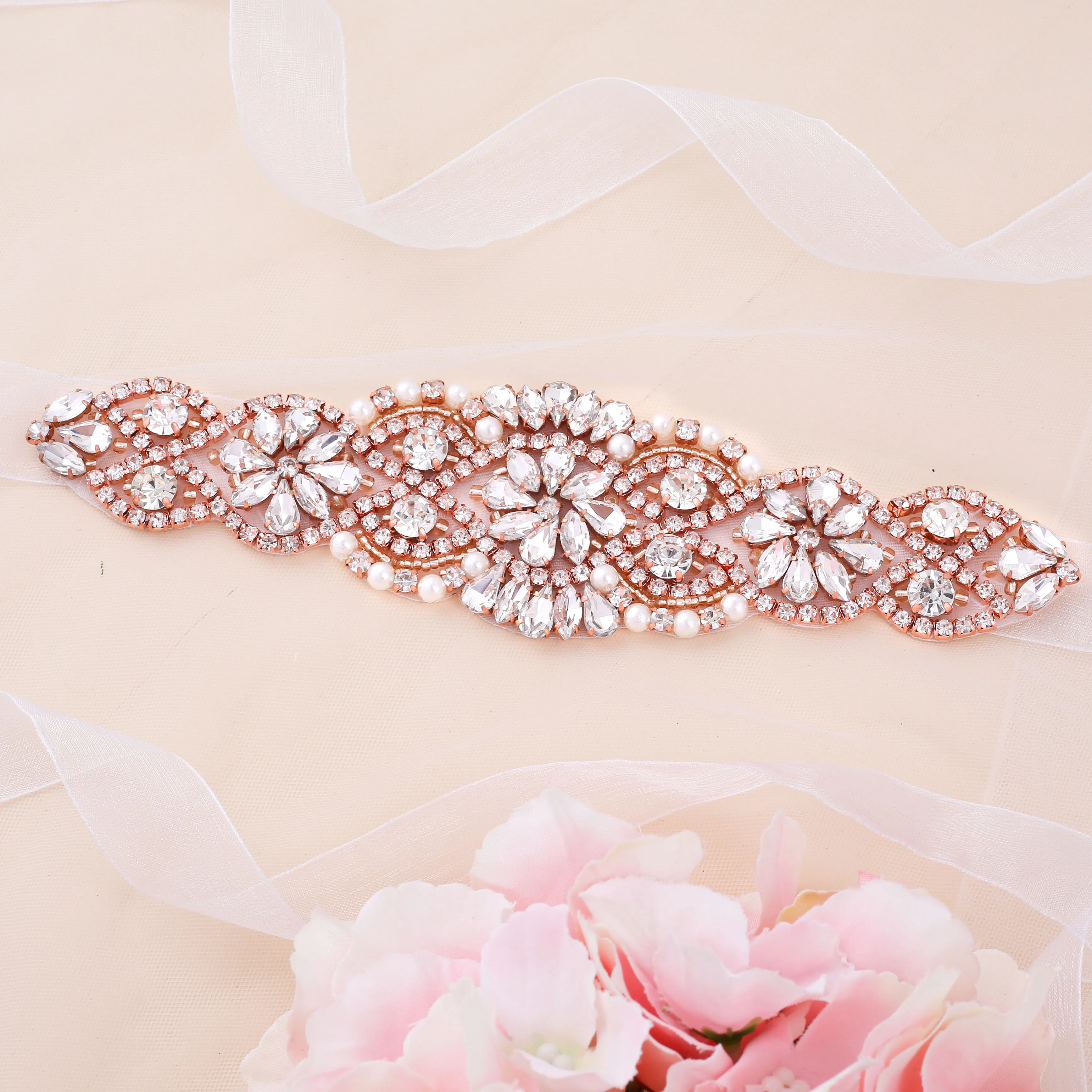 SESTHFAR – ceinture de mariée en strass, or Rose, diamant, accessoires pour robe de mariée