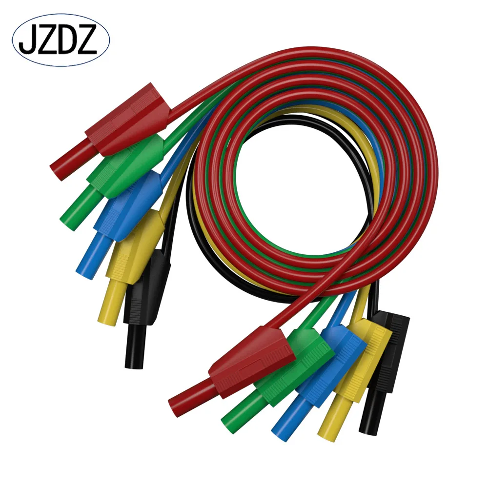 JZDZ 5 szt. Wielometrowy przewody pomiarowe bezpieczeństwa 4mm w pełni izolacyjny wtyczka bananowa 100cm kabel pomiarowy J.70021