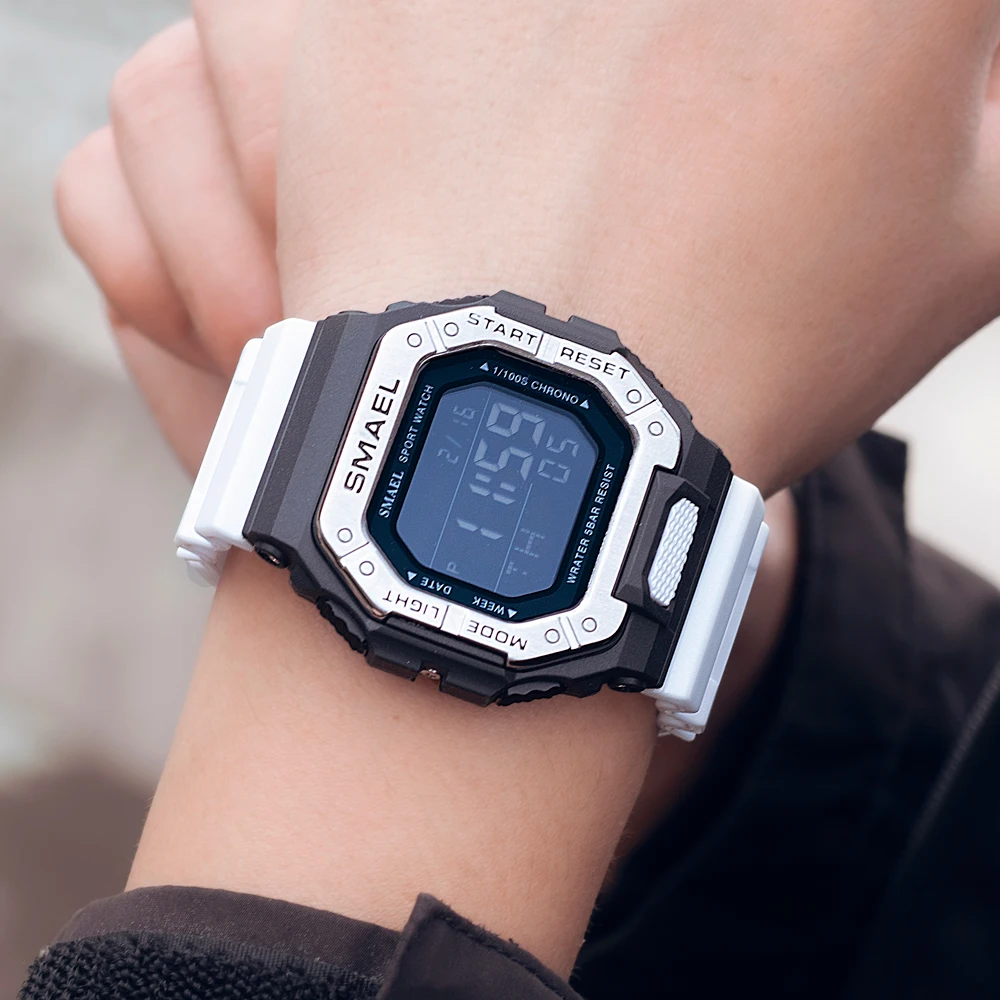 SMAEL-reloj deportivo Digital multifuncional para hombre, cronógrafo de pulsera LED, con cuenta atrás, militar, a la moda