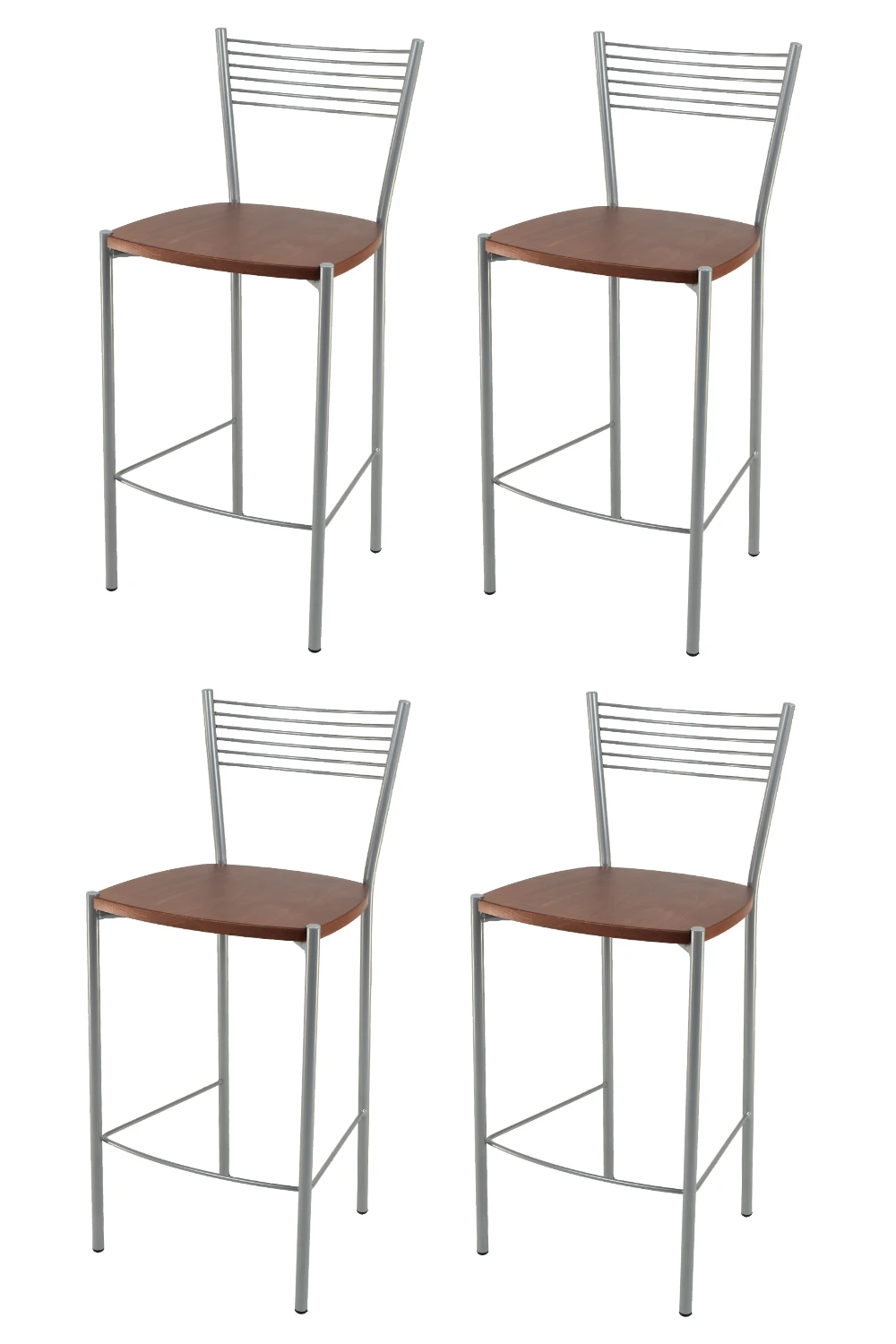 Tommychairs - Set 4 high Elegance for kitchen and bar stools in coated steel and wooden seat color cherry