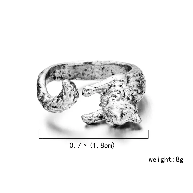 Vintage Chic Katzen-Tier-Knöchelringe für Frauen, Charmante Gothic Punk Frosch-, Hasen-, Oktopus-Offene Fingerringe, Modeschmuck – Detail 21