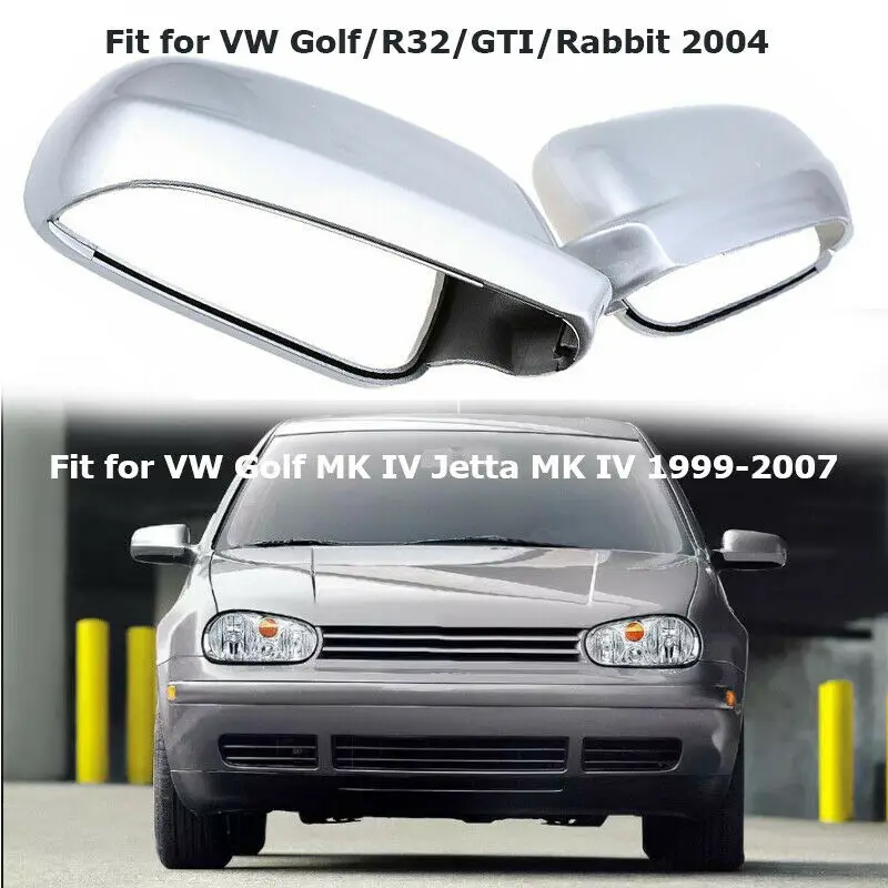 2Pcs Door Side Rear View Mirror Covers Cap Trim For VW Golf/R32/GTI/Rabbit 2004