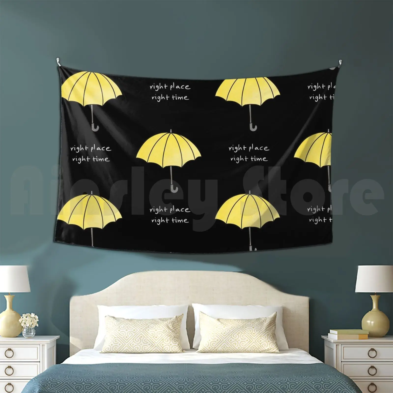Right Place , Right Time Black Version Tapestry Living Room Bedroom Barney Stinson Himym How I Met Your Mother