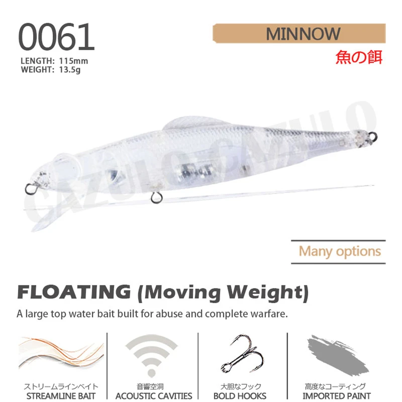 Fishing Accessories Lure Minnow Isca Artificial 13.5g 11.5cm Diy Blank Unpainted Lures Floating Pesca Wobblers Pike Fish Leurre