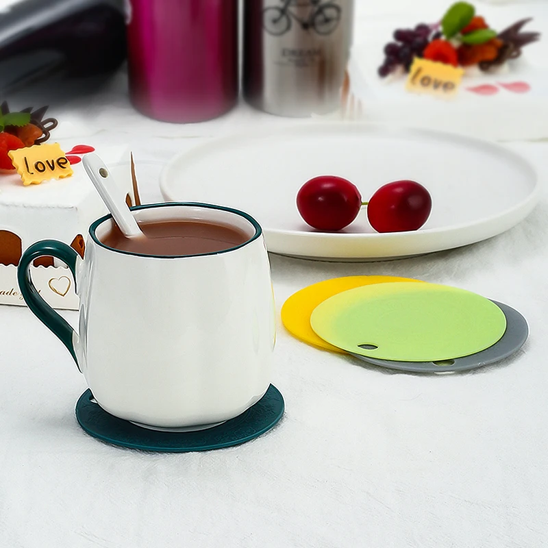 4PCS Creative 9cm Table Mat Candy Color Coaster Round Coaster Waterproof Non-slip Insulation Tea Table Cup Mat Bar Coaster