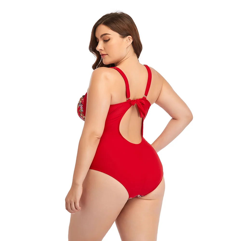 Sexy One-piece Large Size Swimwear With Push Up Women Plus Size Swimsuit Closed Body Female Bathing Suit For Pool Beach Wear