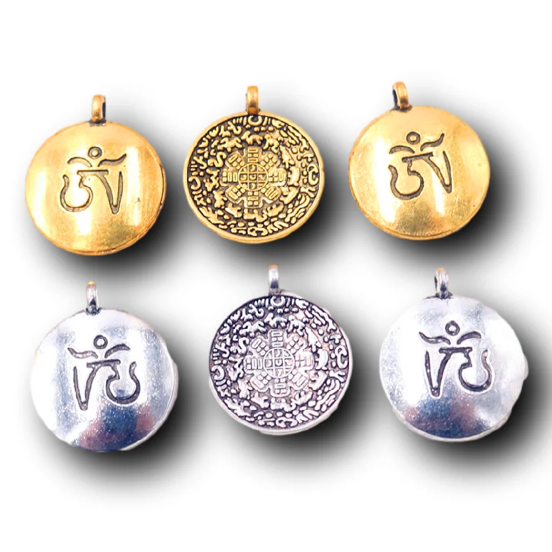 8pcs Tibetan Buddhism Nine Palaces Eight Diagrams Talisman Amulet Pendant Bracelet Necklace Accessories DIY Charm Jewelry Making