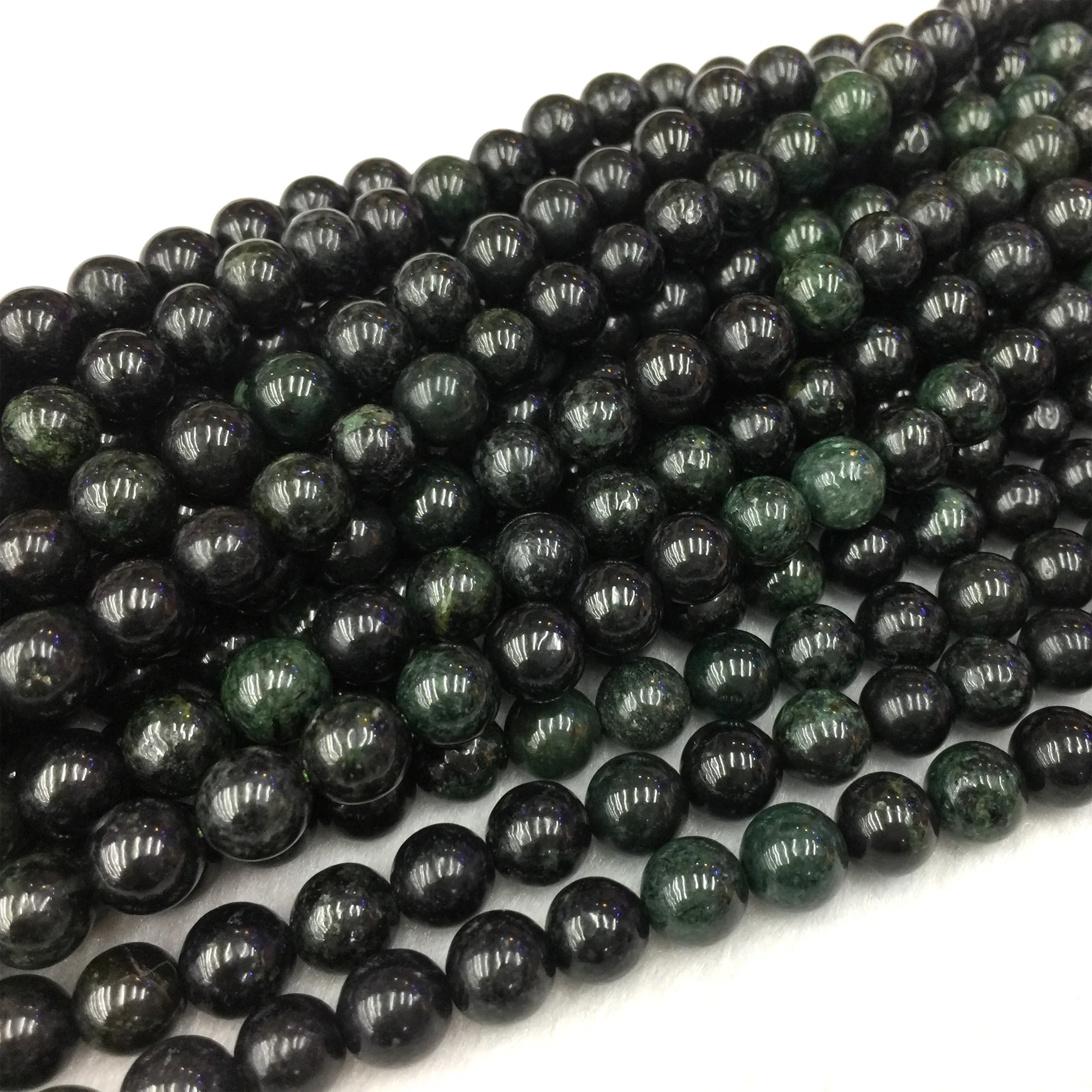 Natural Genuine Black Green Jade Round Jewellery Loose Ball Beads 6-10mm 15