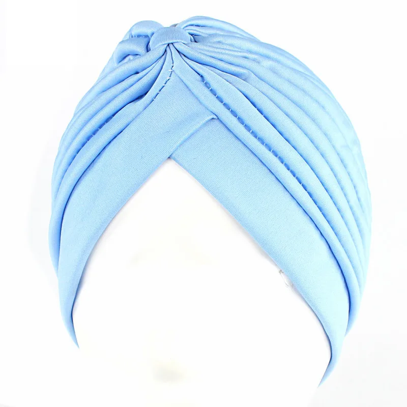 Neue Blume Dekoration Turban Einfarbig Für Frauen Mode Haar Tragen Kopf Wrap Damen Kopfbedeckungen Krebs Hüte Indien Kappe Bandana – Detail 19