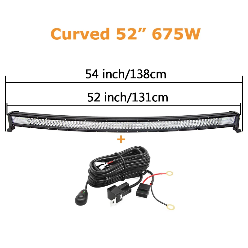 Curved/Straight 22 32 42 52inch 675W 540W Led Light Bar Driving Lights 7D 3-Rows Offroad Truck SUV ATV Tractor Car Boat image 3