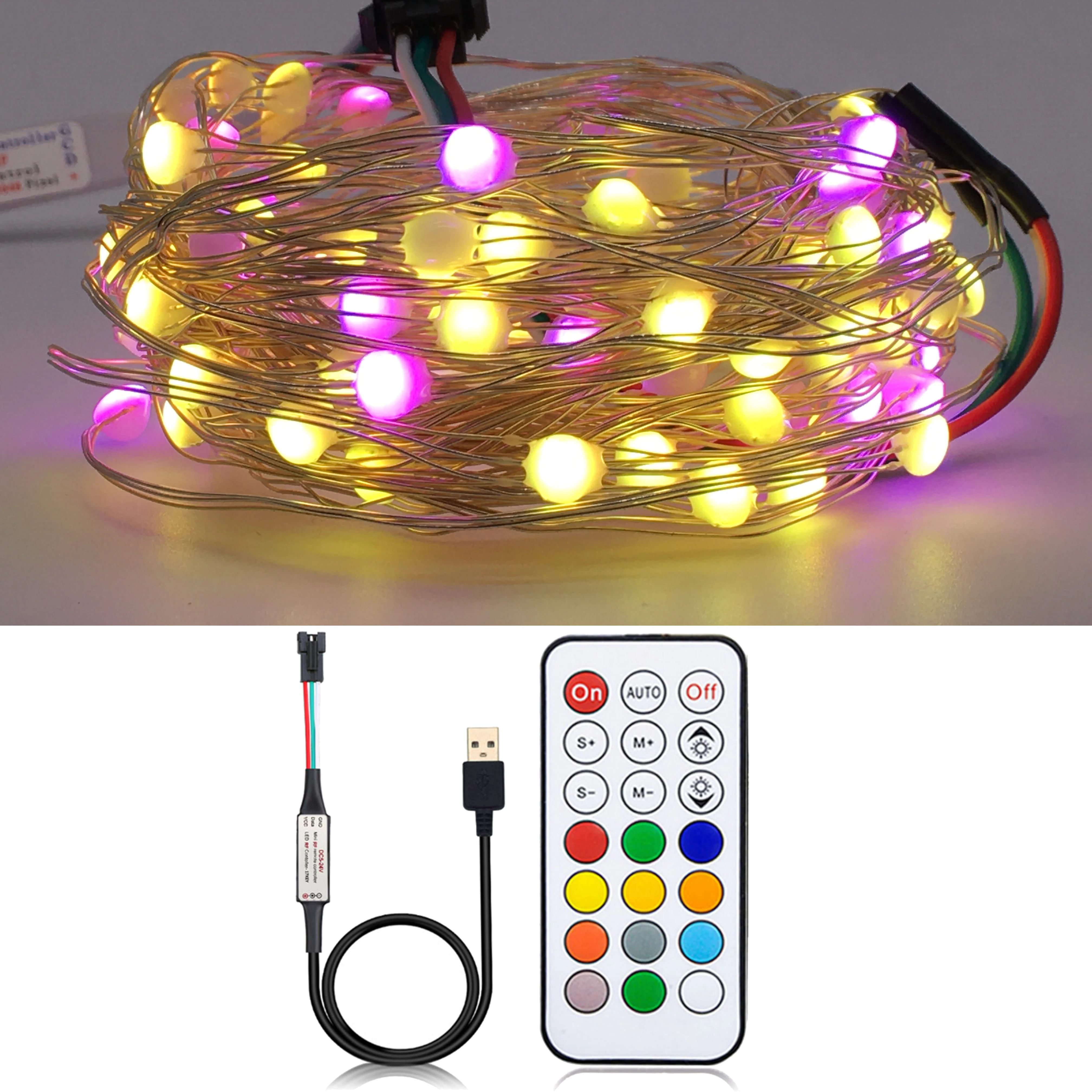 DC5V USB LED dekoracyjna girlanda świetlna do sypialni WS2812B RGB LED Lights Bluetooth pełnokolorowy adresowalny indywidualnie