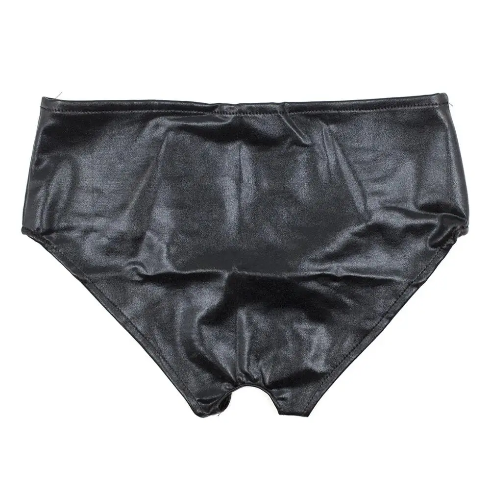 Sexy Lingerie Porn Latex Panties Dress With Hole Women Thong Erotic pu Underwear Costumes Female Briefs Sleepwear Hot