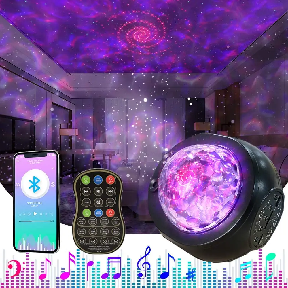 Bedside Galaxy Projector Night Lamp Universe Star Sky Projectio Lamp Ocean Wave with Bluetooth Music Speaker For Kids Baby  Gift