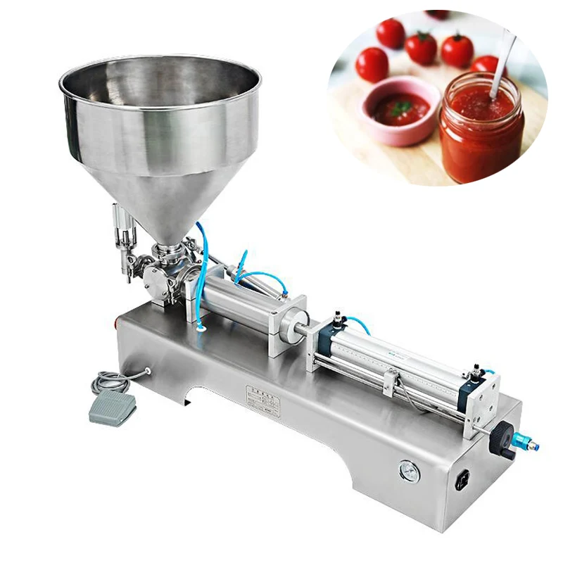 

Food filling machine Single nozzle Paste large hopper Rotary Valve range 100-1000ml quantitative filling and package equipment