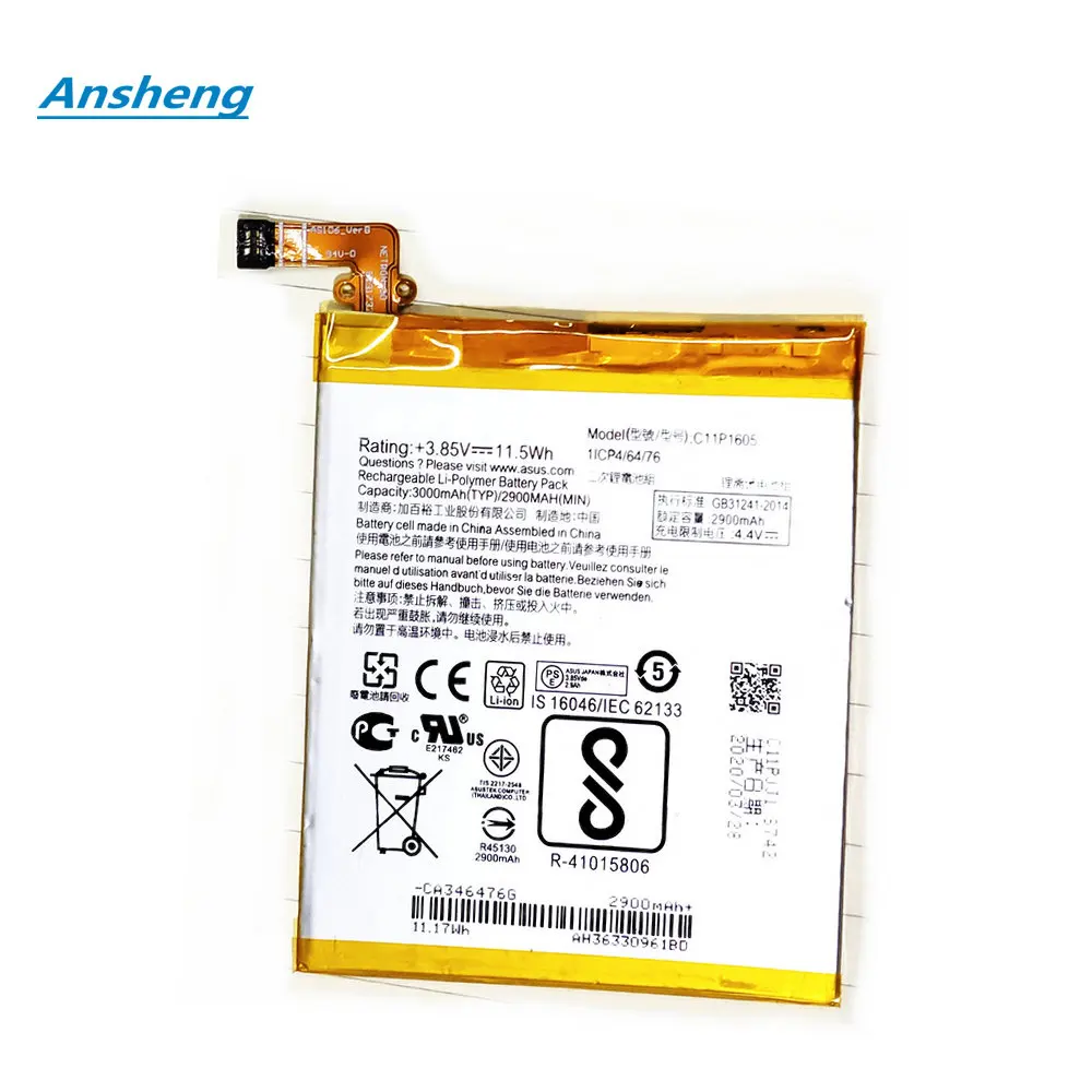 Original 3.8V 3000mAh C11P1605 Battery For ASUS ZenFone 3 ZS550KL 570KL Z01FD Smartphone