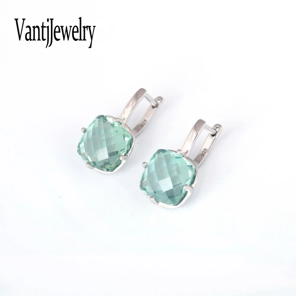 Elegant Natural Green Amethyst Earrings Sterling 925 Silver Crystal for Woman Lady Party Birthday Jewelry Gift Box Free Shipping