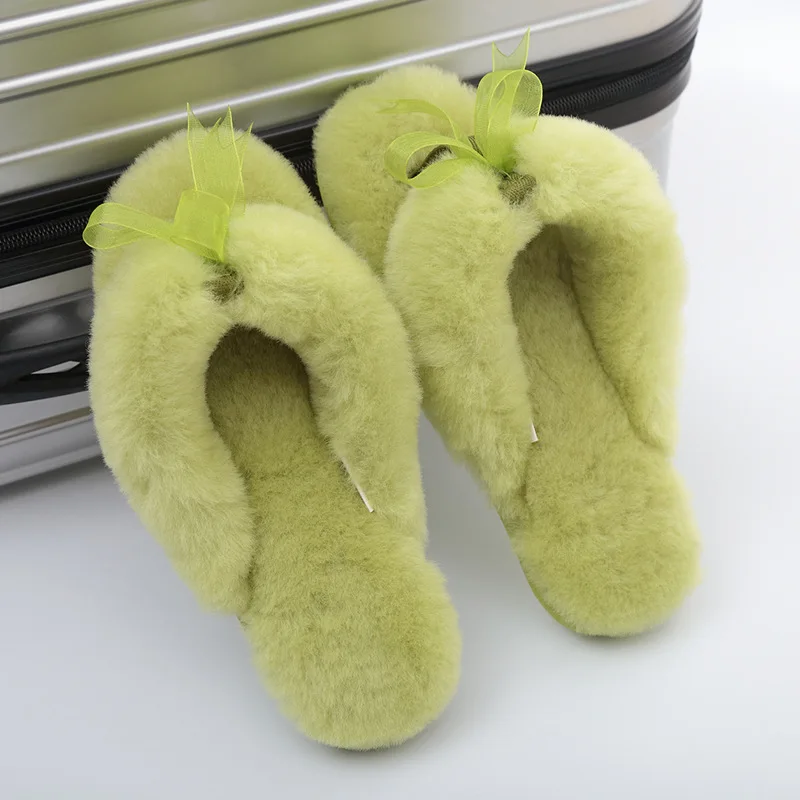 2023 New Natural Sheepskin Lady Casual House Shoes Fur Slippers Fashion Winter Women Indoor Slippers Warm Wool Home Slippers