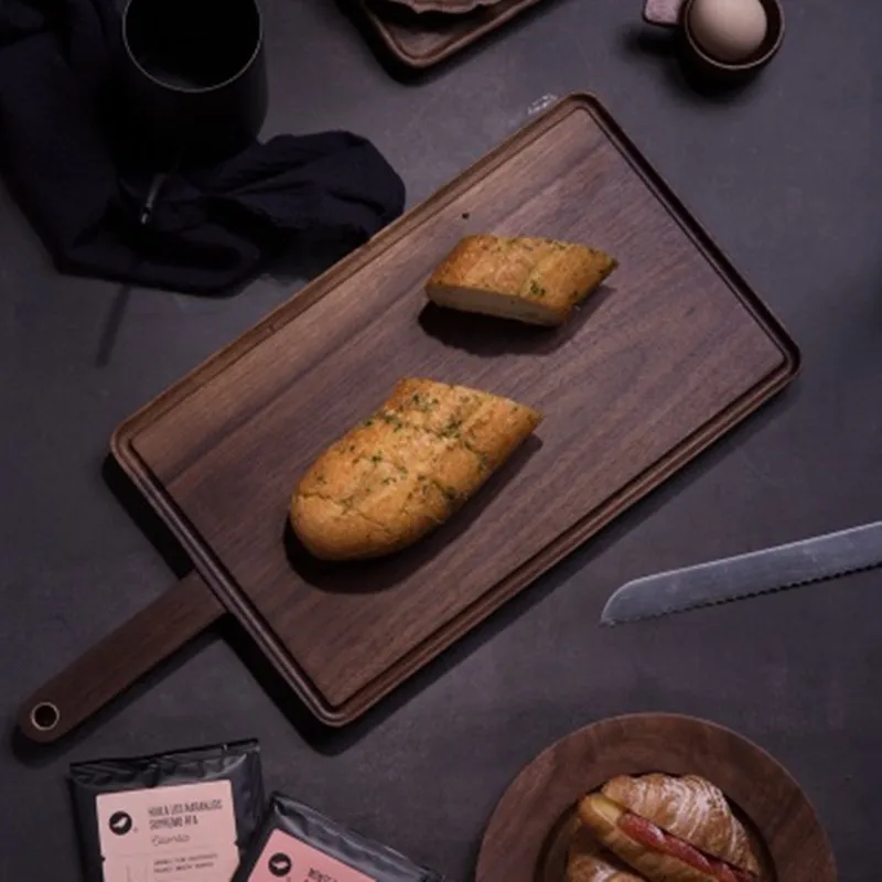Rectangular Wooden Chopping Board Hanging Durable Kitchen Accessories Black Walnut Bread Board Sushi Wood Cutting Board