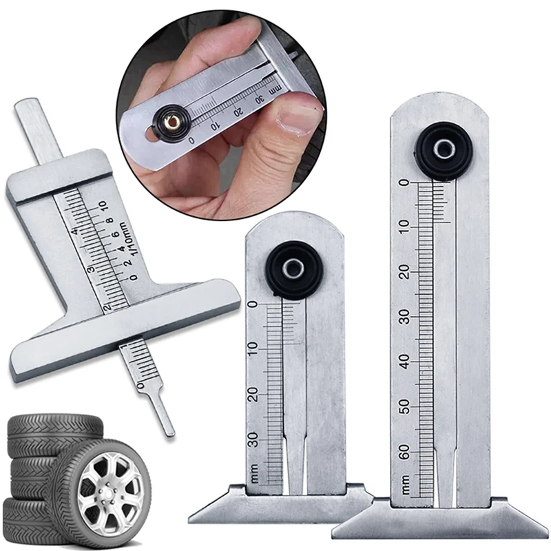 Stainless Steel Car Tyre Tire Tread Depth Gauge Meter Ruler Caliper Measuring Tool Moto Truck