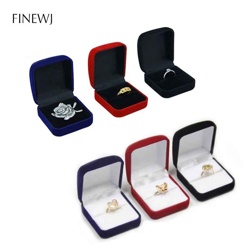 Wholesale Engagement Ring Packaging Box Black Velvet Ear Studs Storage Foldable Case Valentine\'s Day Wedding Ring Gift Organizer