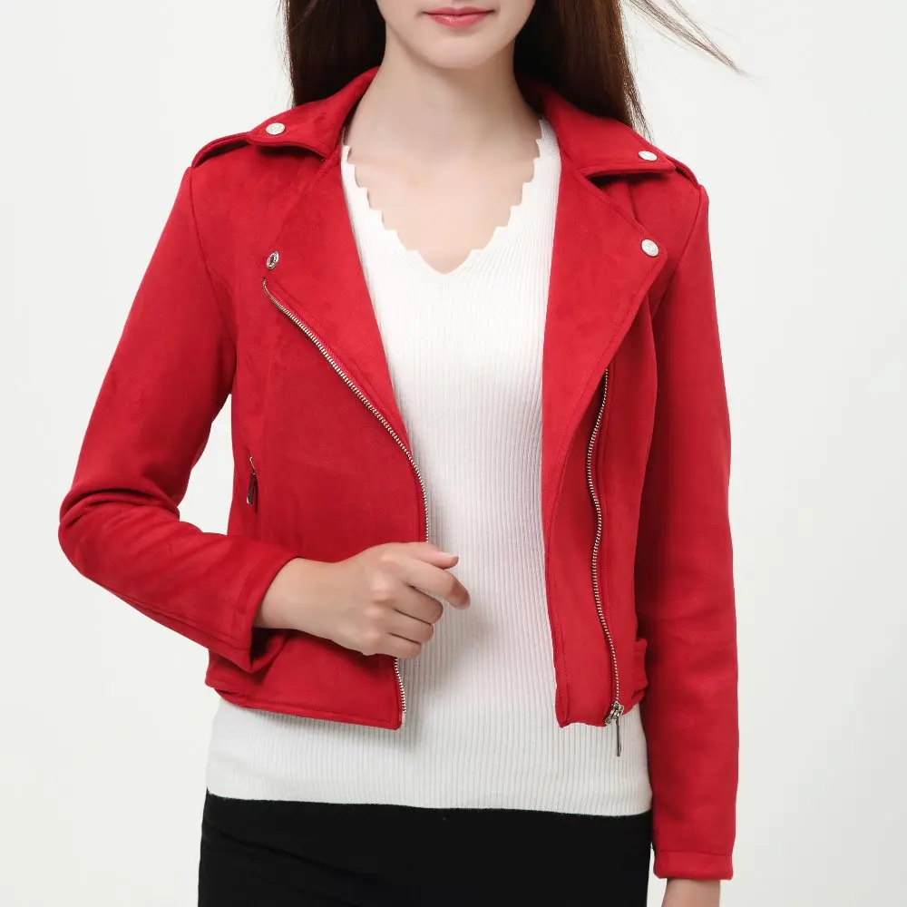 Novo outono witner mulheres motocicleta falso couro do plutônio rosa vermelho cinza jaquetas senhora biker outerwear casaco com cinto venda quente 4 cor