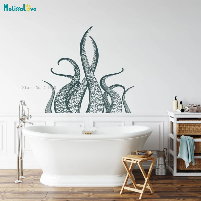 

Octopus Tentacles Wall Sticker Nautical Home Decor Kraken Deca Sea Animals Ocean Living Room Bathroom Décor Murals YT4953