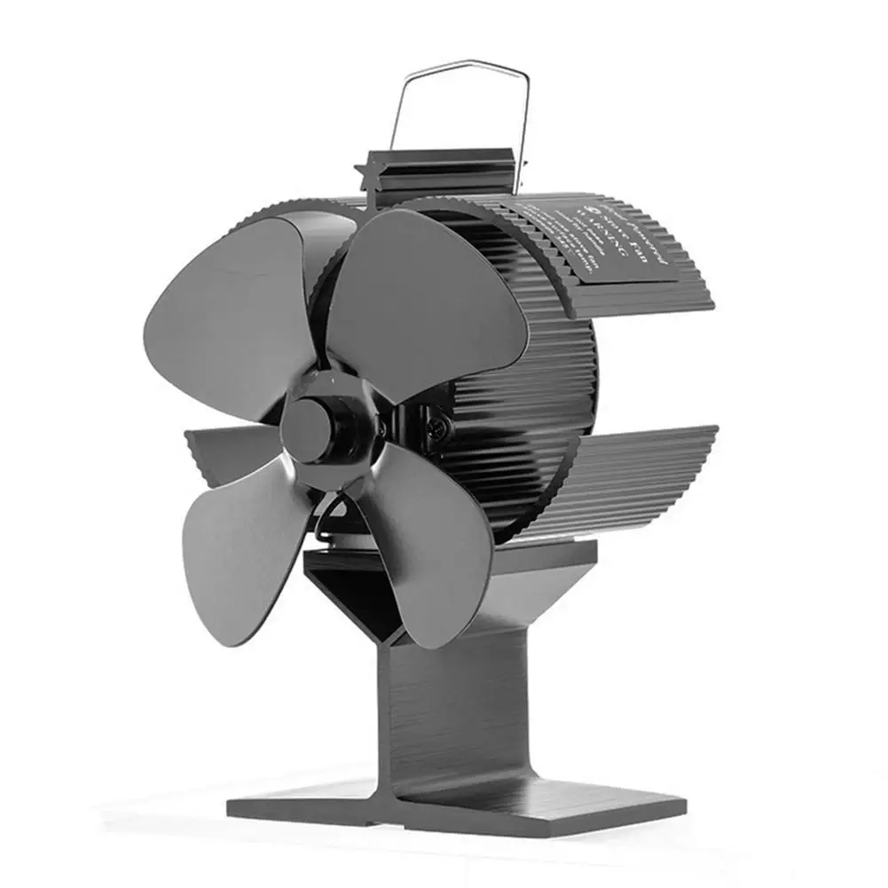 4 Blades Fireplace Fan Stove Fans SF408S Self-Powered Overheat Protection Heating Stove Fan Log Wood Burner Heat Distribution