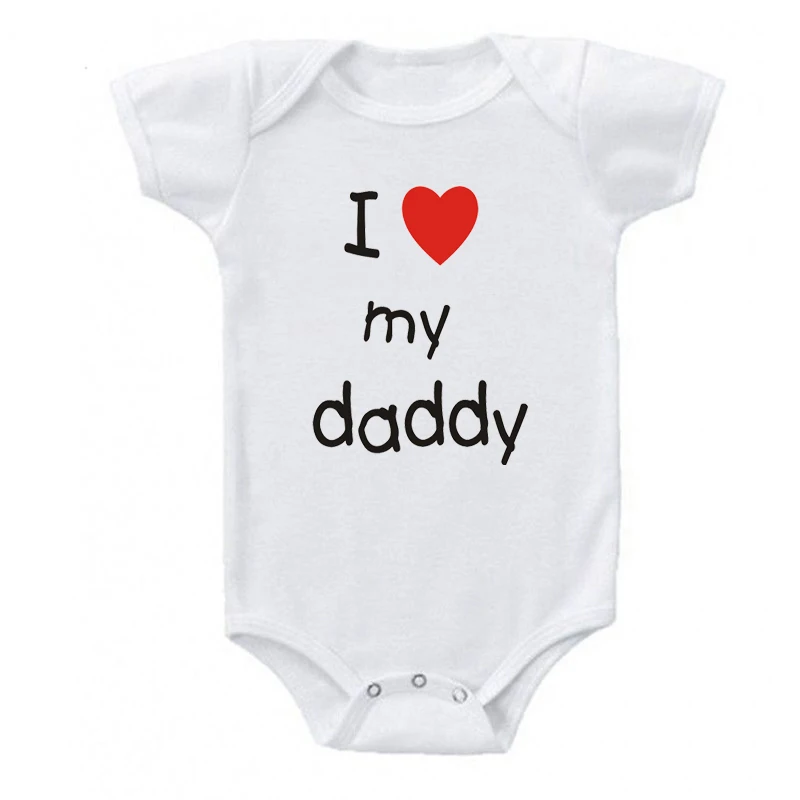 I Love My Daddy Mommy Newborn Boys Girls Romper Infant Black Cotton Toddler Baby Short Sleeve Jumpsuit Clothes Twin Baby Clothes