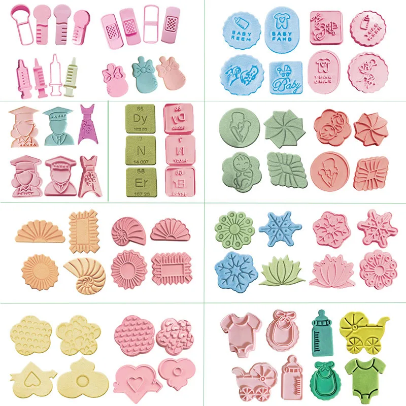 9 Styles 4Pcs/Lot Cookie Cutter Biscuit Sugar Mold Baking Sugar Chocolate Fondant Party Mould For Cupcake Cake Decorating Tools