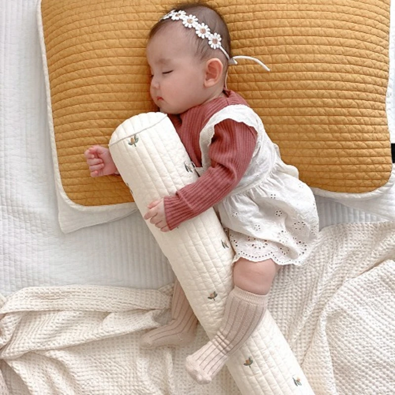 Baby Pillow Cotton Plaid Newborn Baby Comfort Pillow Crib Nnti-Kick Bed Surrounding Detachable Baby\'s Bed Surrounding 60*10cm