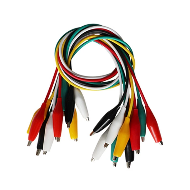 10Pcs Color Alligator Clip Electric DIY Small Battery Power Cord Sheath Electric Clamp Double Head Test Clamp.28mm35mm45mm 50cm