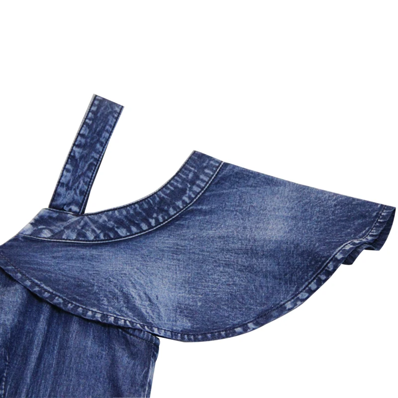 Vestito Da estate 2020 Yuzi. Può Boho Nuovo Denim Delle Donne Abiti Off-spalla Monopetto Swing Hem Abiti Donna A82228