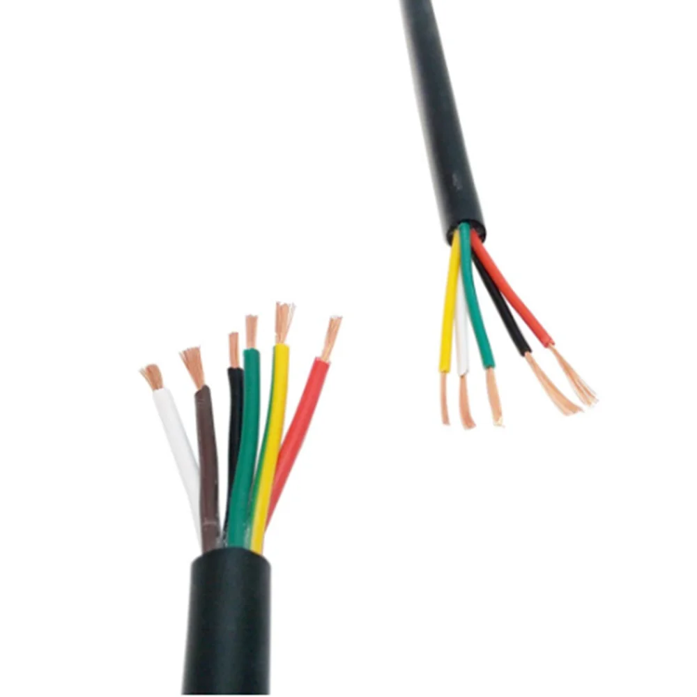 

22 AWG 0.3MM2 RVV 2/3/4/5/6/7/8/10/12/14/16/18 Cores Pins Copper Wire Conductor Electric RVV Cable Black