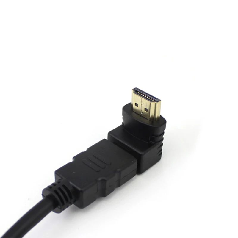 Hdmi macho para fêmea adaptador 90 graus ângulo reto hdmi adaptador 7 forma hdmi m/f mudança de gênero marceneiro preto banhado a ouro