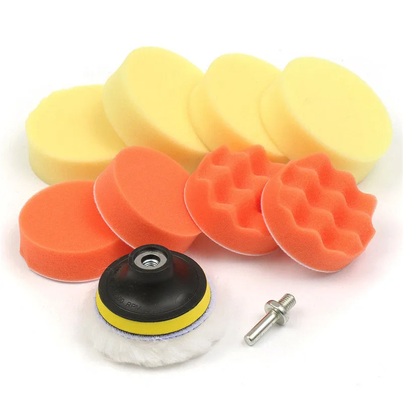 

11pcs 3 Inch Multifunction Wave Sponge Ball Car Polishing Beauty Tools Self-adhesive Waxing Wool Wheel Set Kits