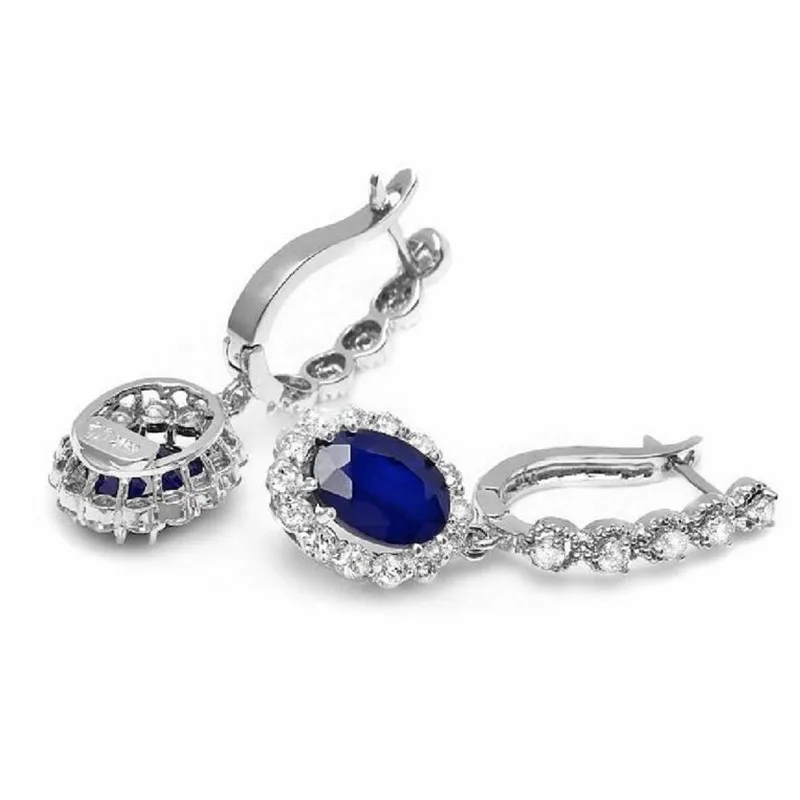 Huitan edle Frauen Ohrring schillernden ovalen blau/weißen Zirkon Anhänger Hochzeit Verlobung feier weibliche Tropfen Ohrringe Modeschmuck