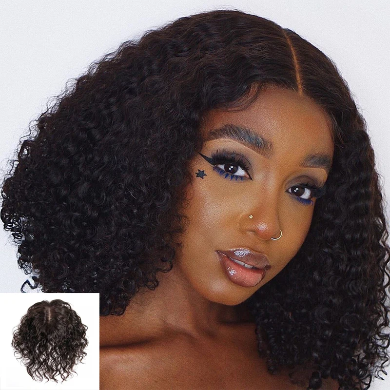 

Curly Human Hair Topper Wig 12x14 Breathable Silk Base With Clip In Hair Toupee Remy Hairpiece European Remy Hair Women Toupee